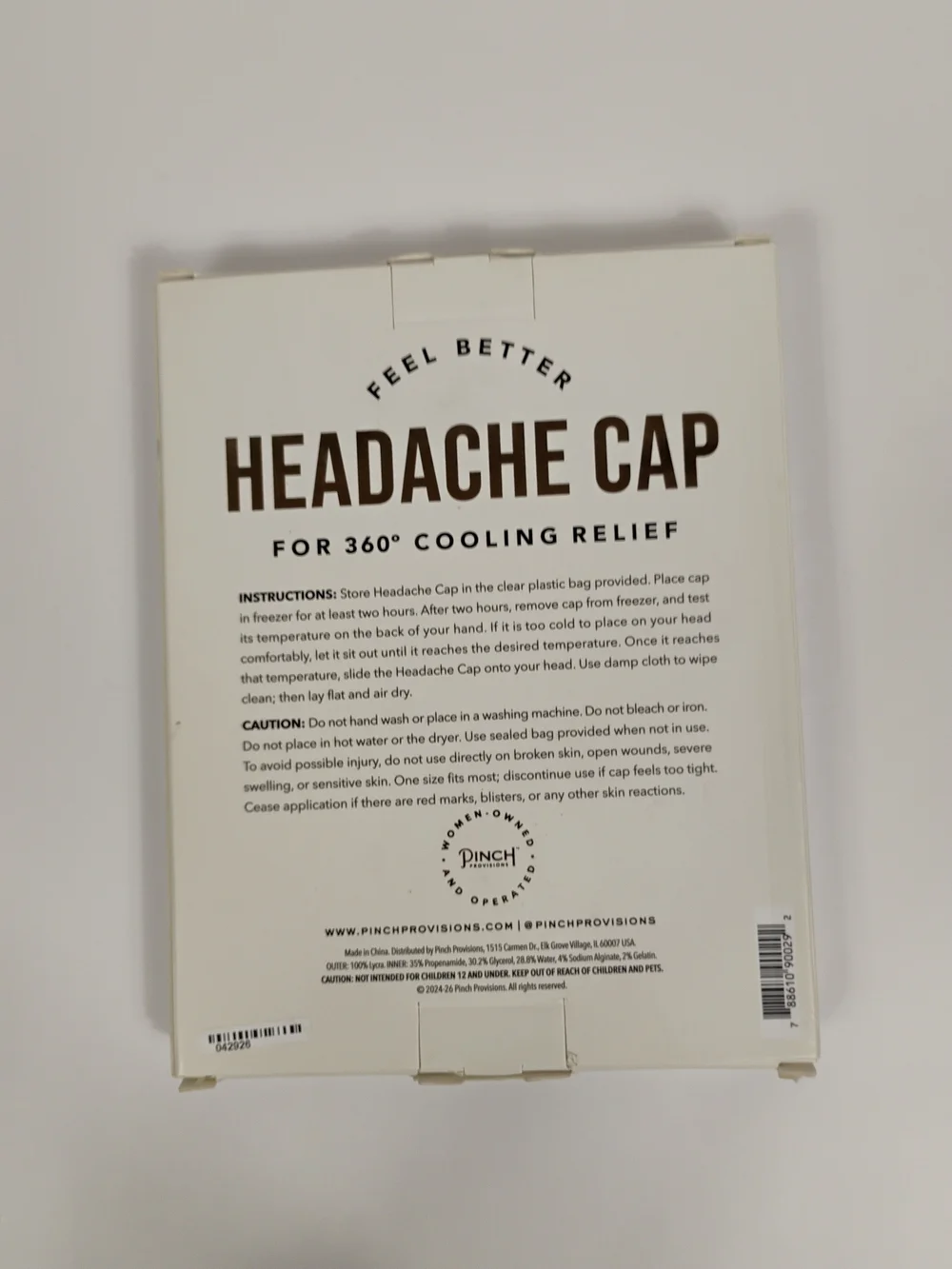 Black Headache Cap - Cooling Relief Mask